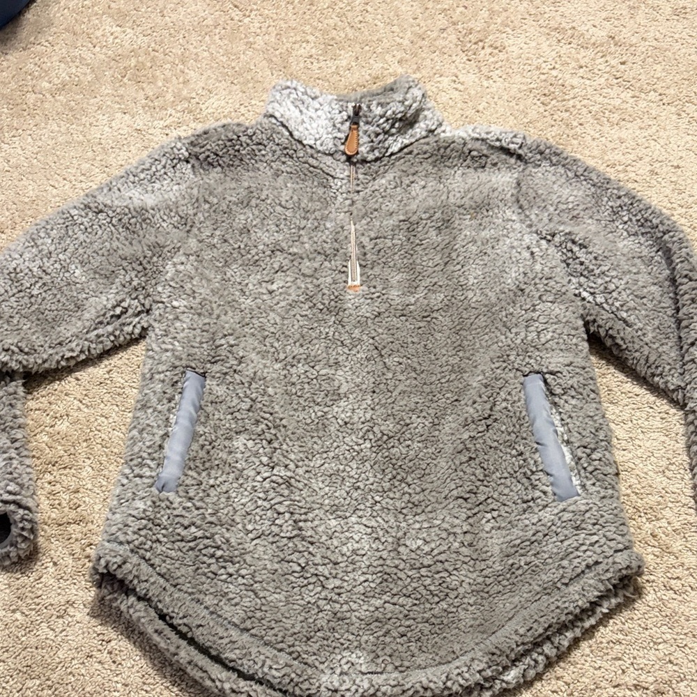 Simply Southern Frosty Gray Sherpa Quarter Zip Small